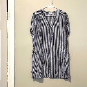 Navy Blue and White Striped Mini Dress